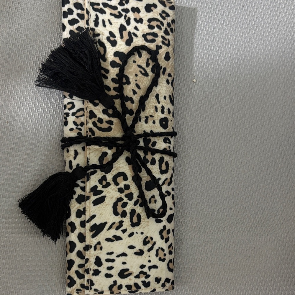 Chico’s Leopard Print Jewelry Roll Case with Tassels